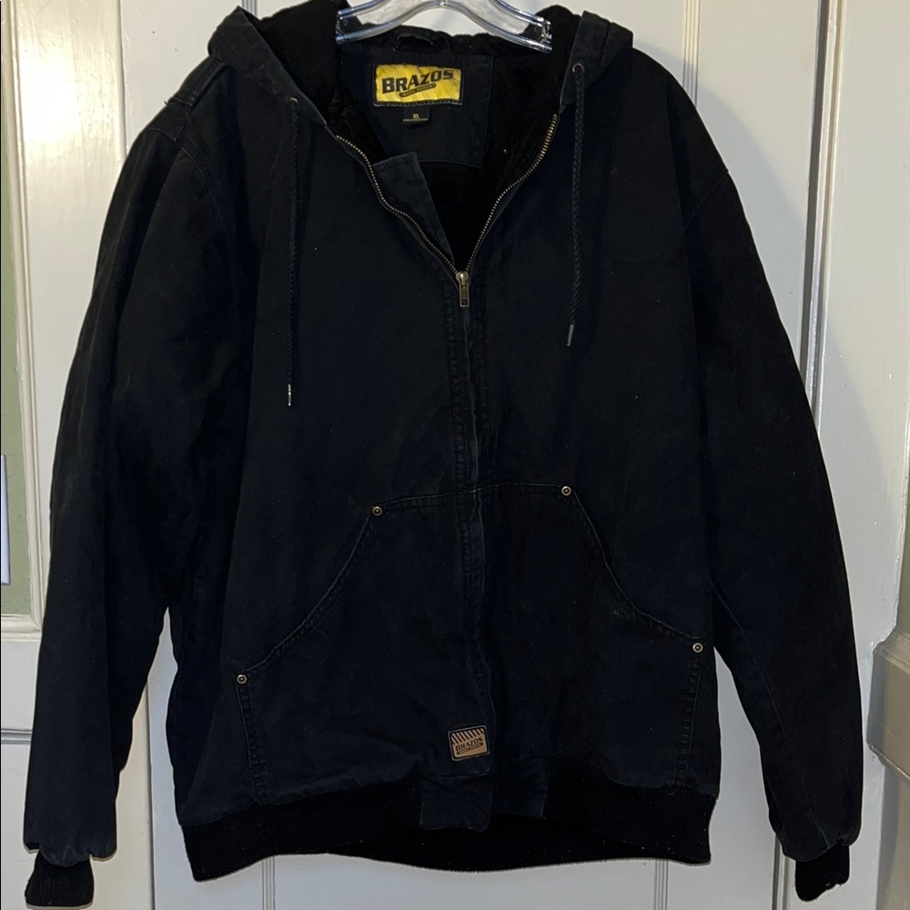 Brazos Work Force Men's Black Fleece Lined Hooded Jacket